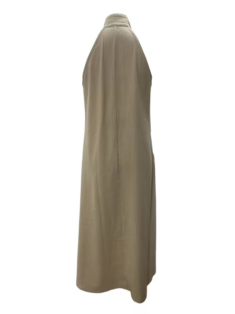 Limited time sale🔥Women's Halter Neck Deep V Maxi Dress with Pockets