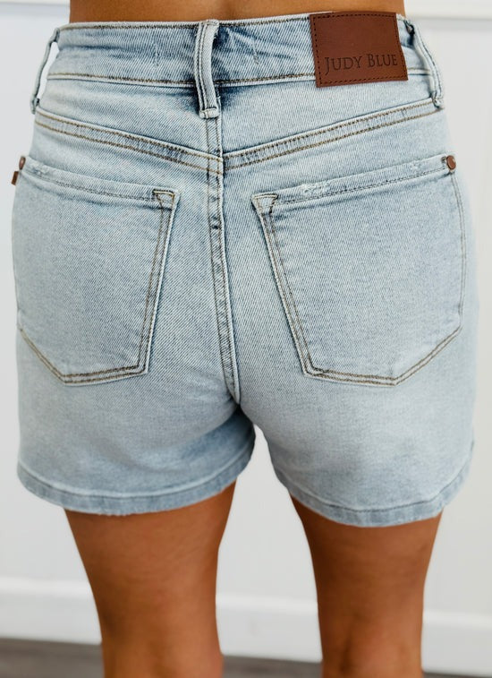 Women's Frayed Hem Denim Shorts With Pockets