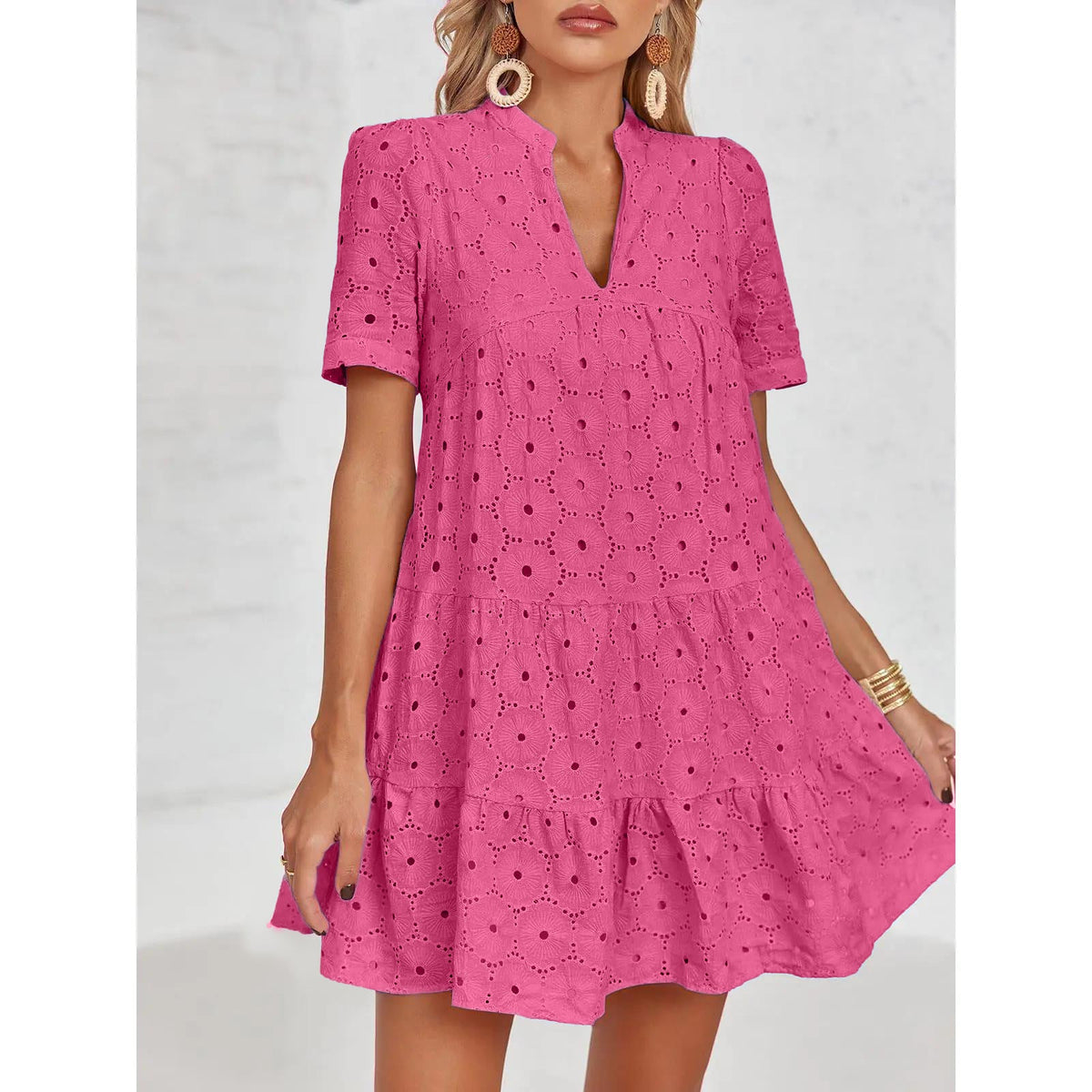 Limited time sale🔥Women’s Lace Dresses Eyelet Casual Flowy Babydoll Swing
