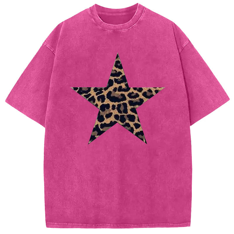 Acid Washed Shirts Five-Pointed Star Oversized Tee