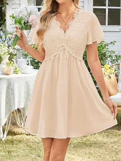 Limited time sale🔥Women's Floral Lace Boho Mini Dress