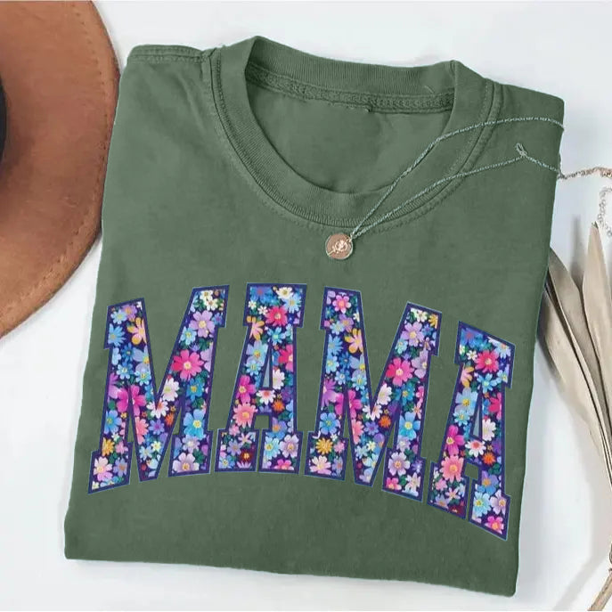Vintage Floral "MAMA" Short-Sleeve T-Shirt