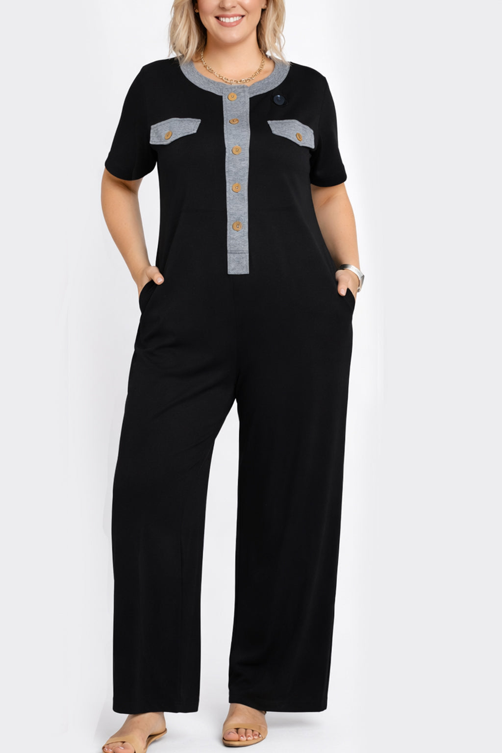 Women's Contrast Color Cozy Jumpsuit