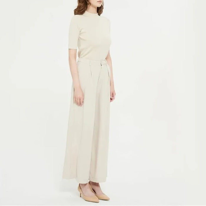 Women High Waist Casual Wide Leg Trousers