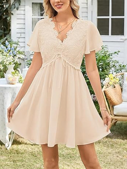Limited time sale🔥Women's Floral Lace Boho Mini Dress