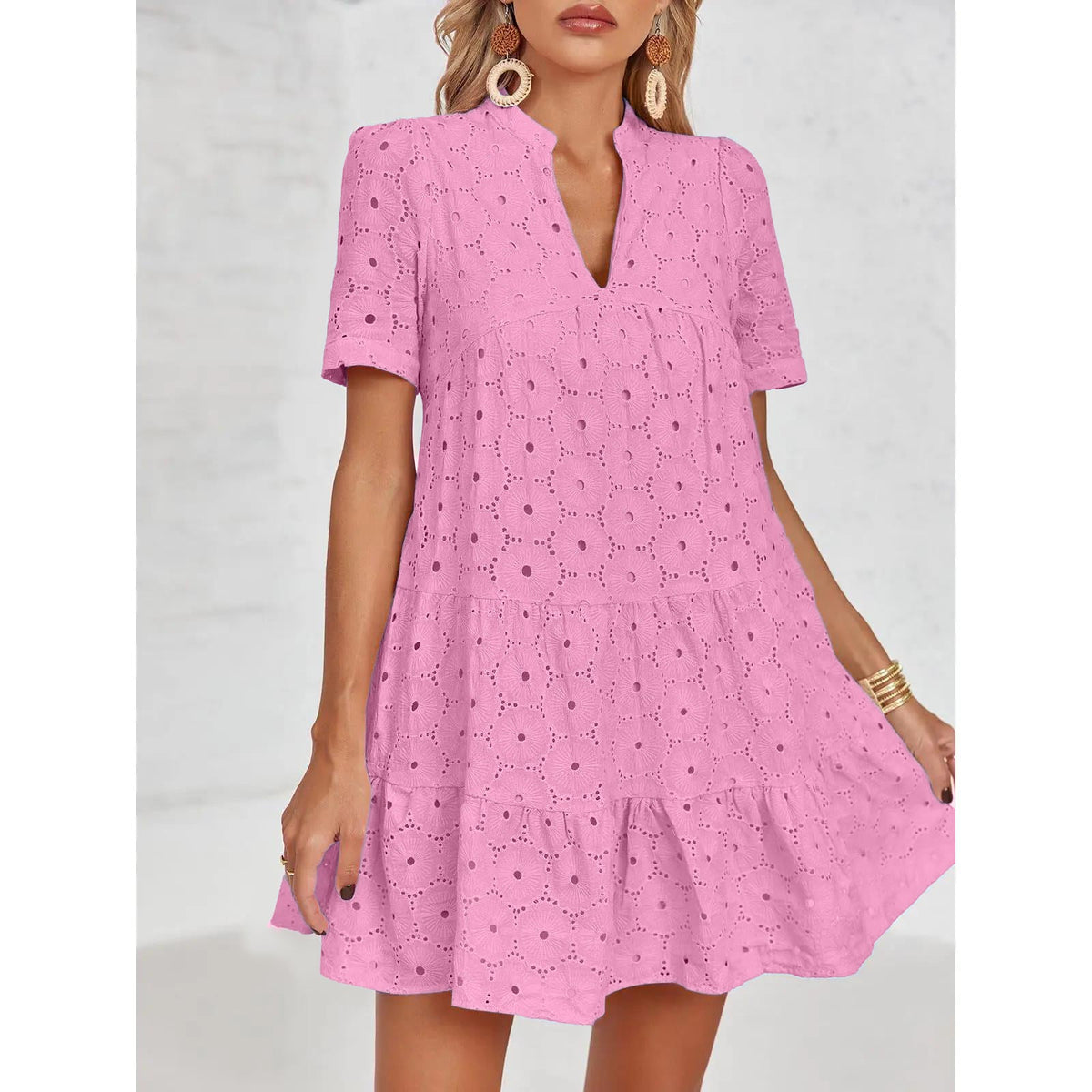 Limited time sale🔥Women’s Lace Dresses Eyelet Casual Flowy Babydoll Swing