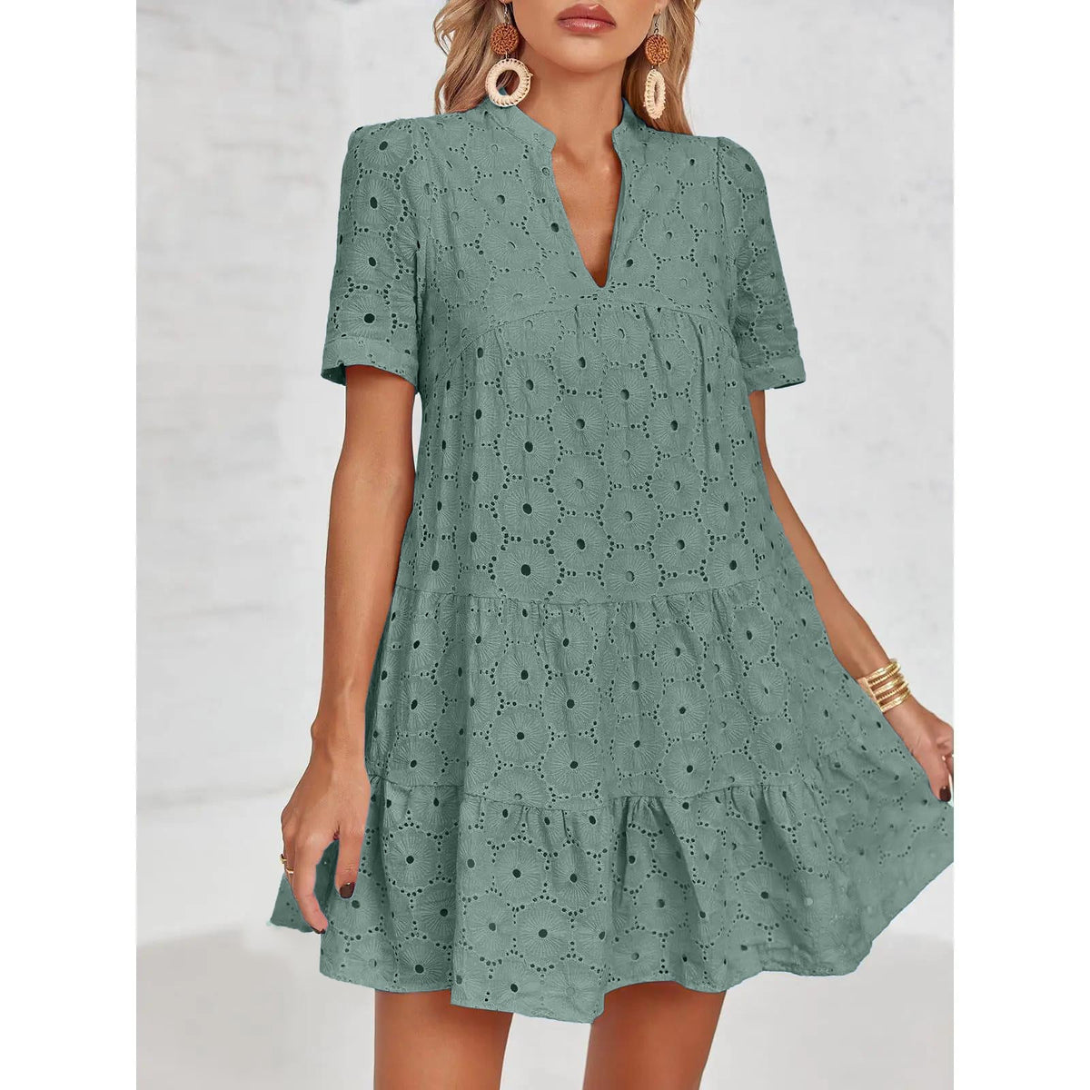 Limited time sale🔥Women’s Lace Dresses Eyelet Casual Flowy Babydoll Swing