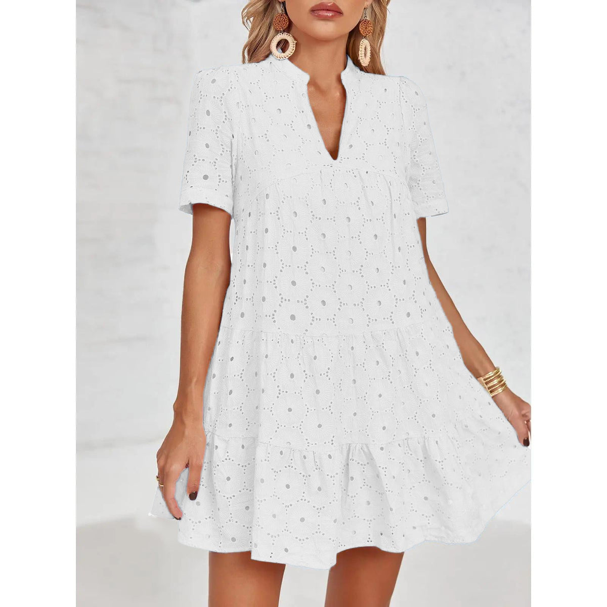 Limited time sale🔥Women’s Lace Dresses Eyelet Casual Flowy Babydoll Swing