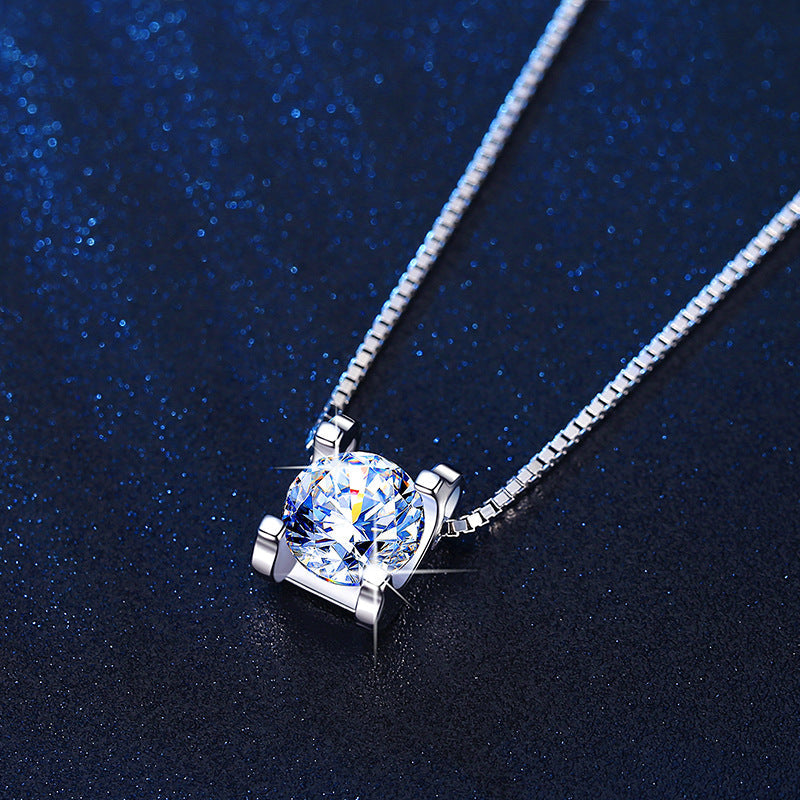 Moissanite diamond bull head pendant female sterling silver s925