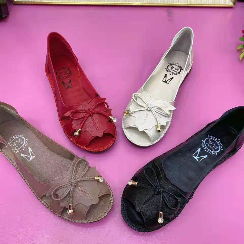 Women's Leather Shoes Low Top Shoes for Summer
