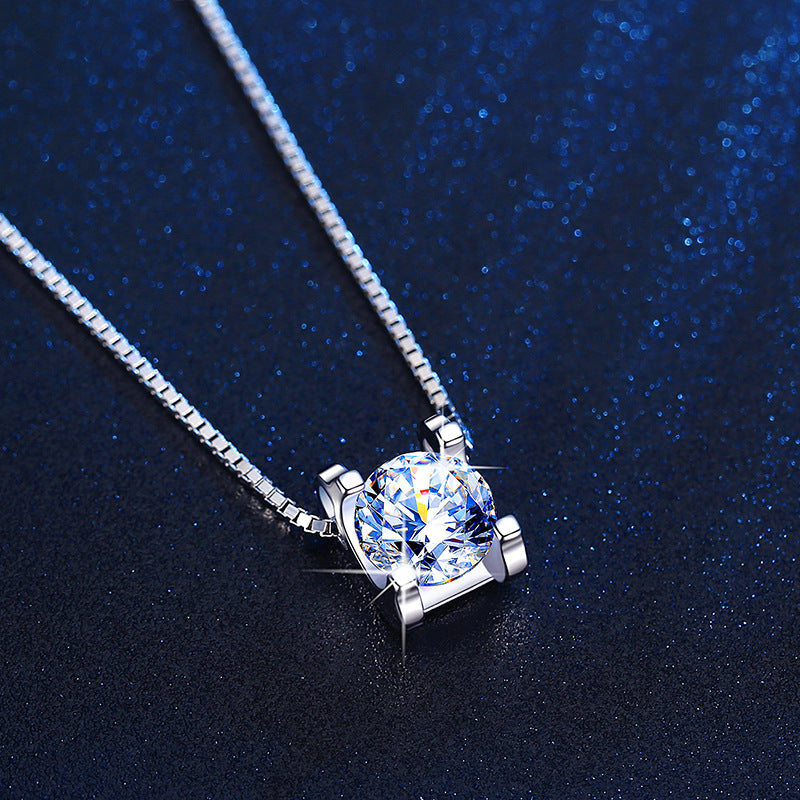 Moissanite diamond bull head pendant female sterling silver s925