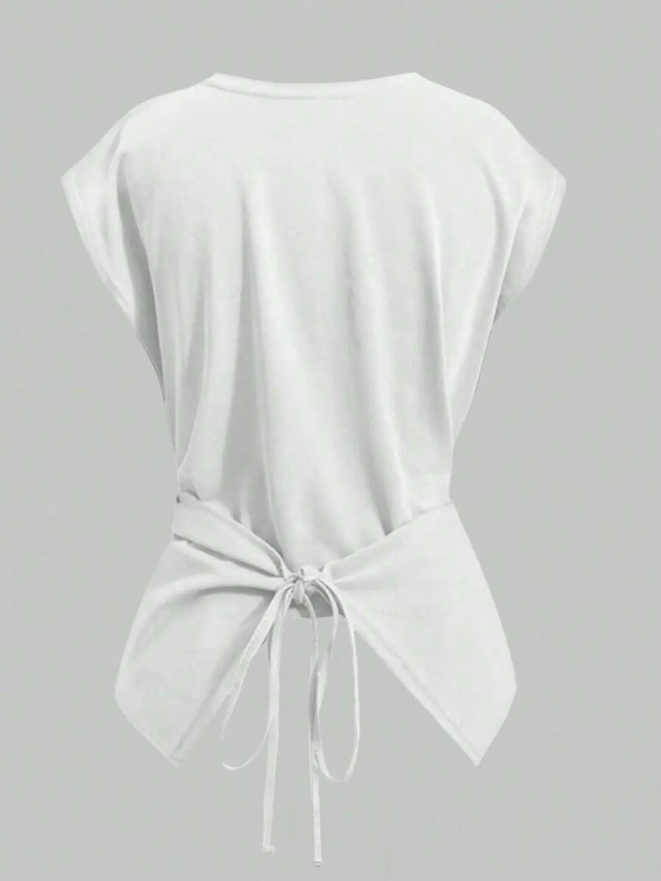 HOT SALE Women's Cap Sleeve Tie Back Cinched Waist Wrap Top