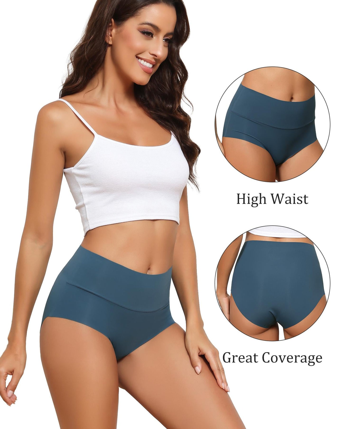 Women's Seamless High Waisted Underwear 6-Pack, Full Coverage No-Show Briefs