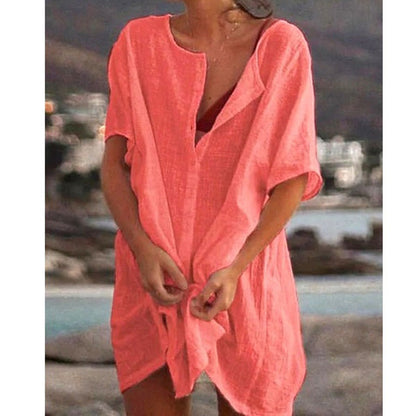 Summer Cotton Loose Short sleeve  Casual Women's  shirt