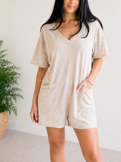 Women's Casual Tee Romper with Pockets