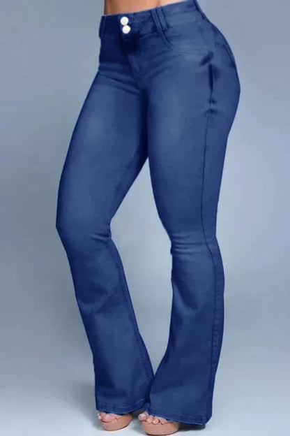 2022 Button Front Butt Lifting Flare Jeans