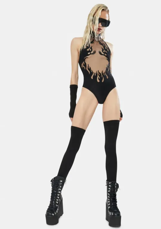 Flame Embroidered Bodysuit