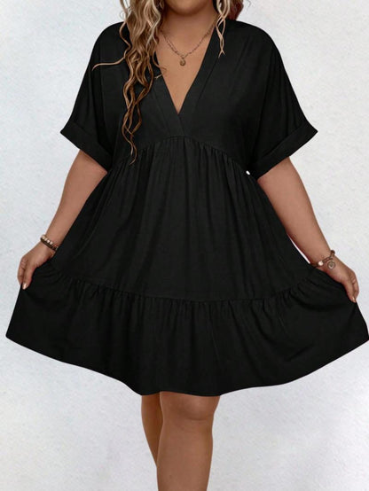 ✨Women's Casual Plain V Neck Batwing Sleeve Dress