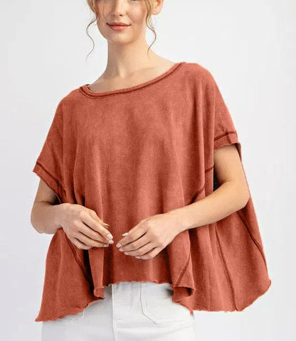 Mineral Washed Short Sleeve Top