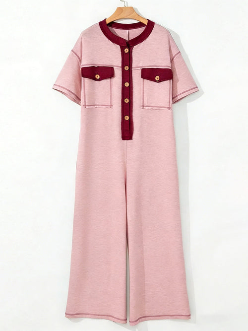 Women's Contrast Color Cozy Jumpsuit