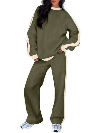 Women's Fleece Loose Fit Cozy Sweatshirt & Straight Leg Sweatpants Matching Sets