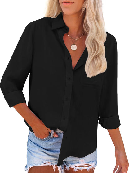 Women's Long Sleeve Breathable Slim Fit Button Down Shirts