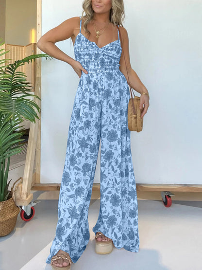 Floral Wide Leg Jumpsuit (Buy 2 Free Shipping)