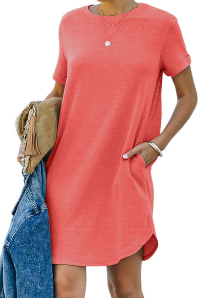 2024 Women's Casual Short Sleeve T Shirt Dress Basic Dresses with Pockets