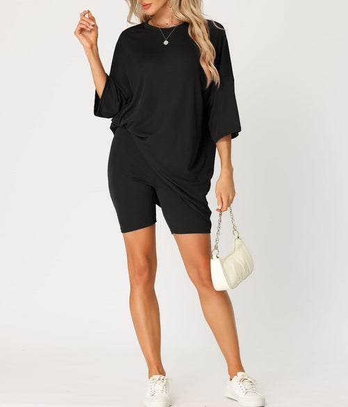 Women's Oversized Lounge Sets T-Shirt with Biker Bodycon Shorts (Buy 2 Free Shipping)