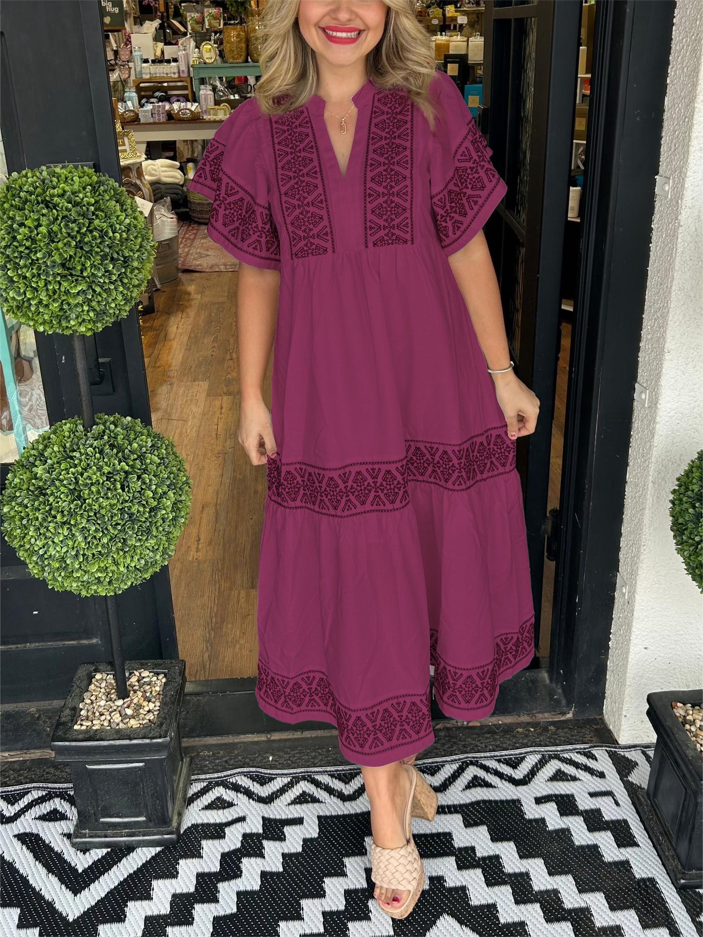 Tiktok Hot Sale Women's V-Neck Boho Maxi Dress (Buy 2 Free Shipping)