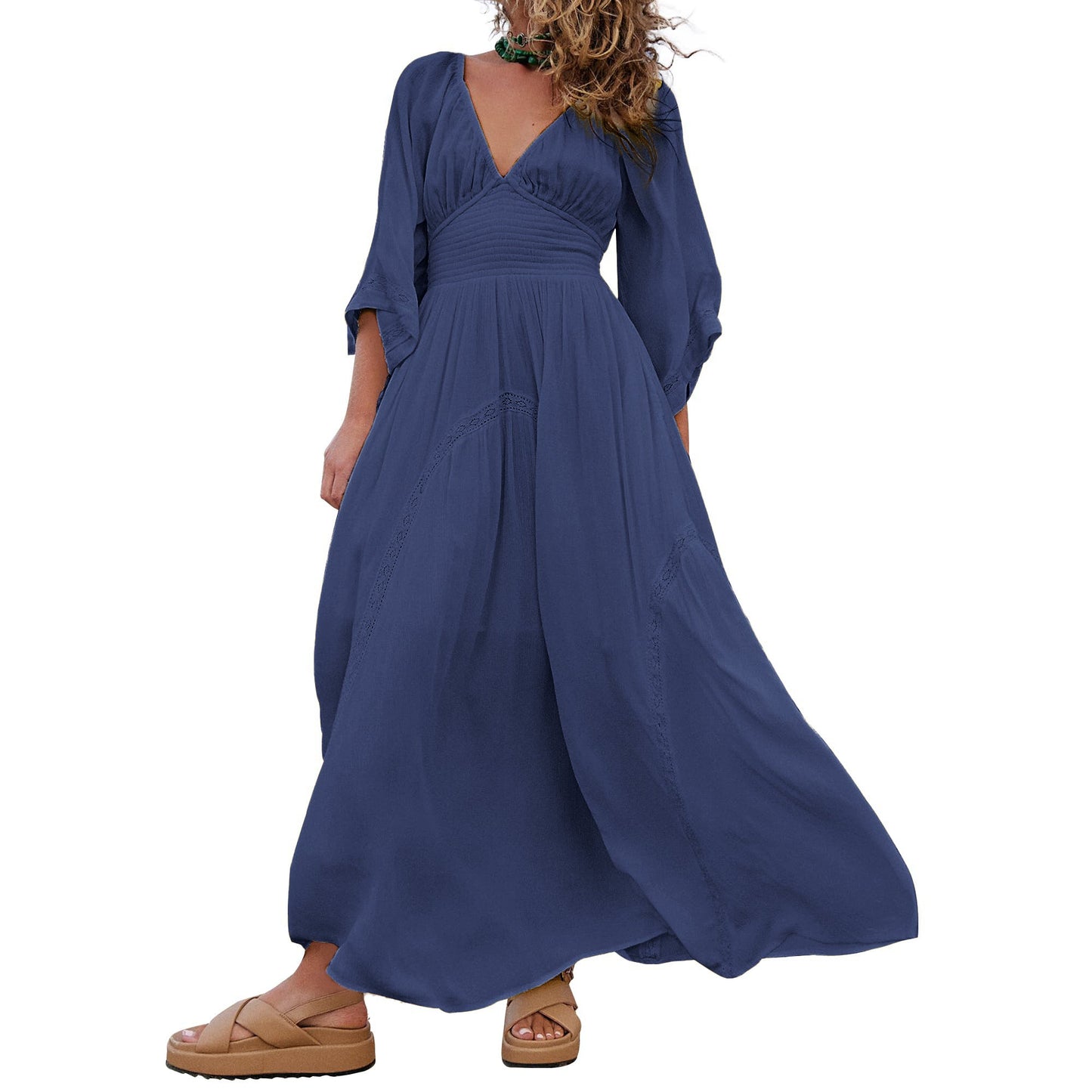 Women's V-Neck Summer Maxi Dress with Pocket (Buy 2 Free Shipping)