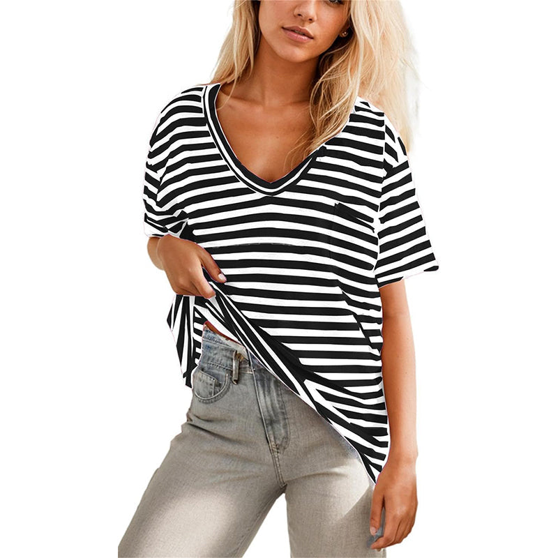 Women Oversized Deep V Neck Striped Shirt(Buy 2 Free Shipping)