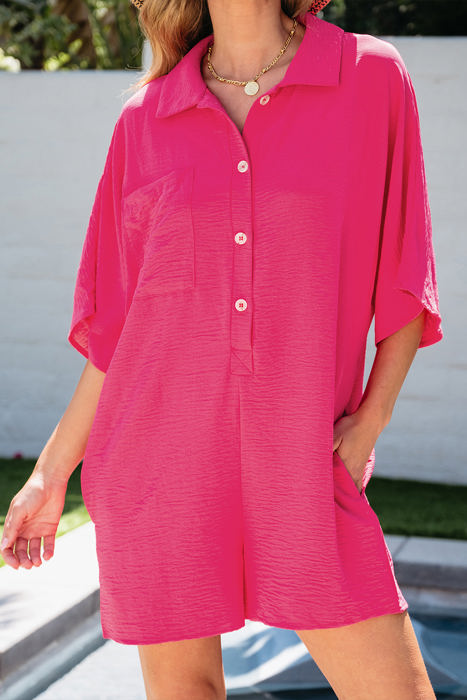✨Half Button Collared Loose Romper