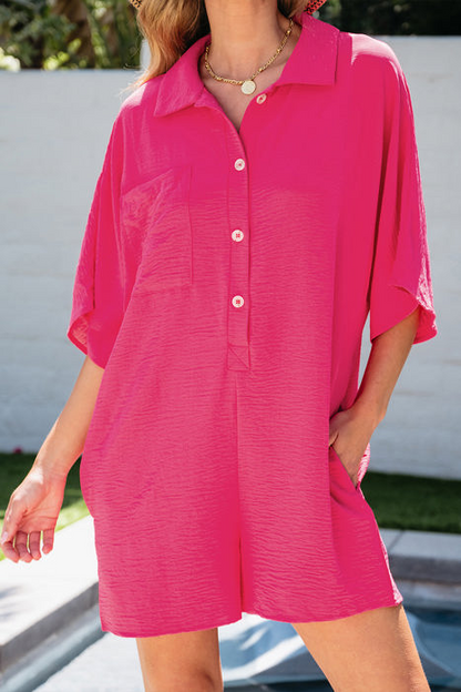 ✨Half Button Collared Loose Romper