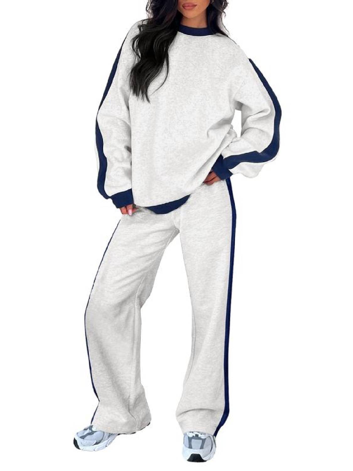 Women's Fleece Loose Fit Cozy Sweatshirt & Straight Leg Sweatpants Matching Sets