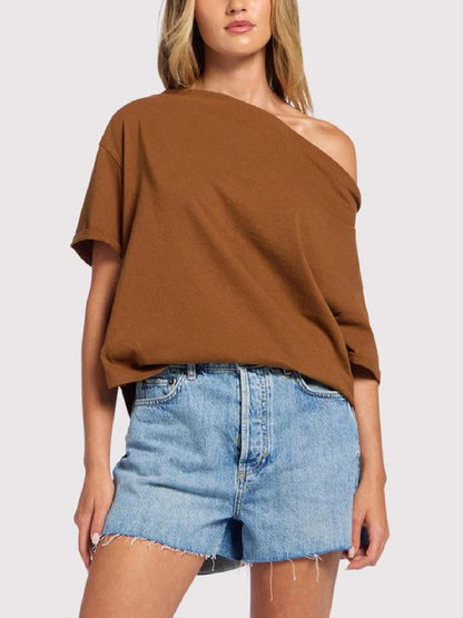 Vintage Cotton Off The Shoulder T-Shirt