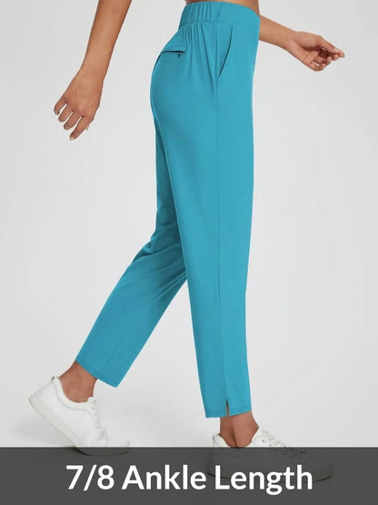 Women's Travel Pants Lightweight Anklle Dresss Pants With Zipper Pockets Summer UPF50