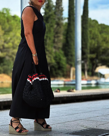 V-neck casual dress