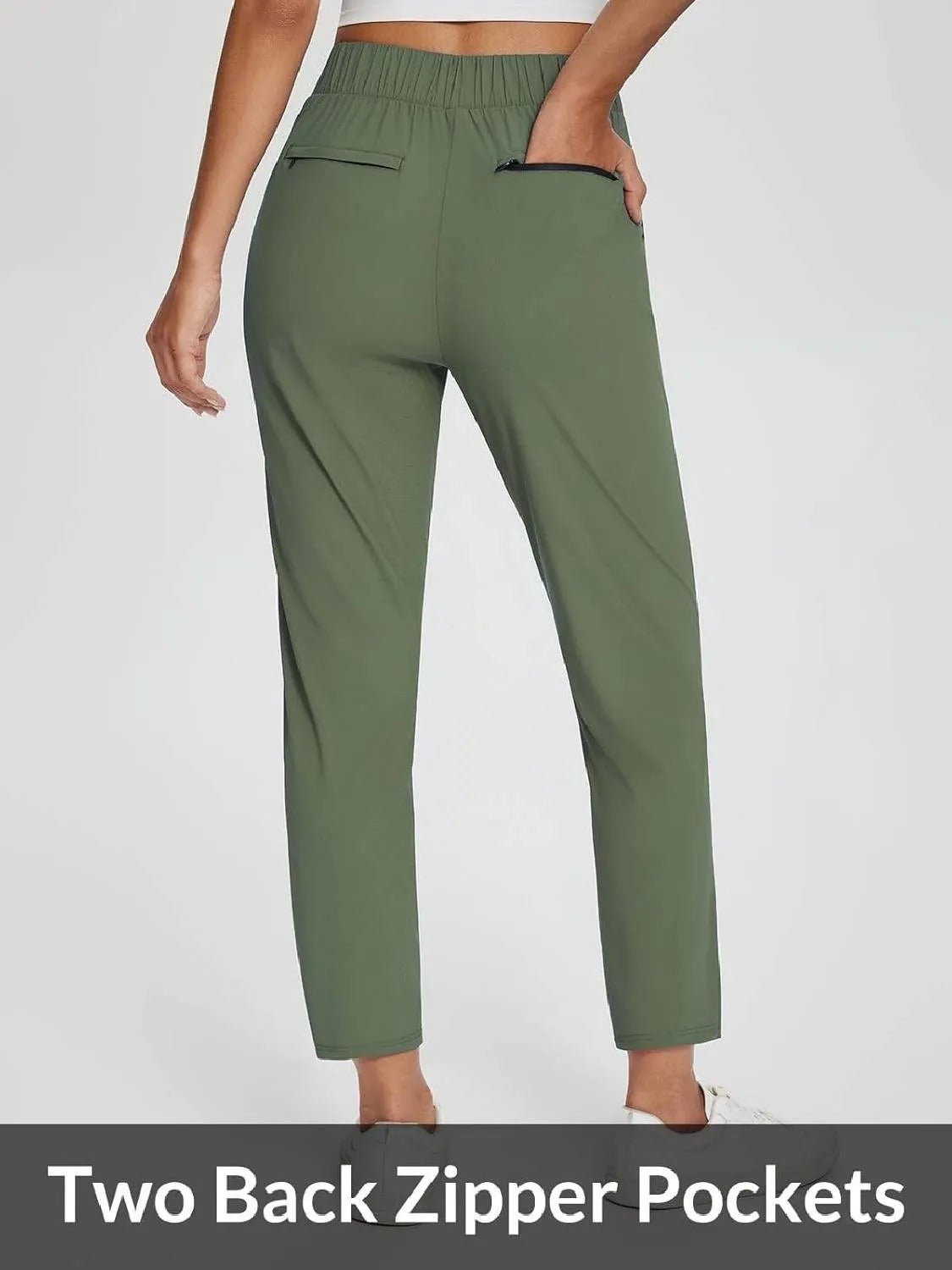 Women's Travel Pants Lightweight Anklle Dresss Pants With Zipper Pockets Summer UPF50