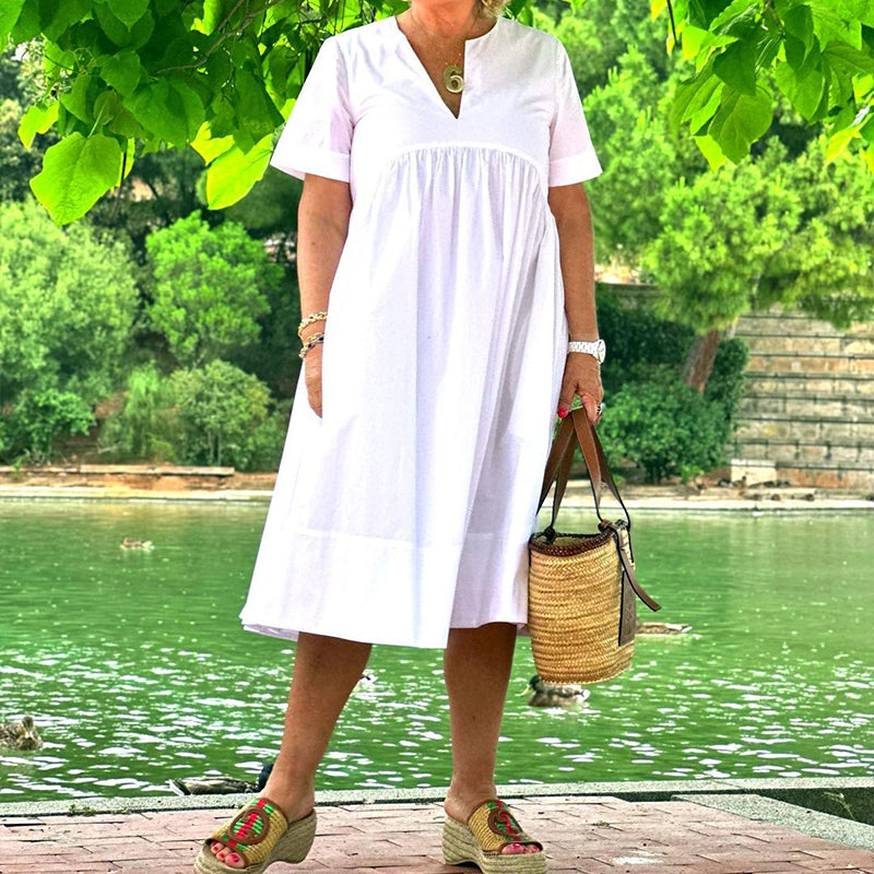 V-Neck Casual Shirt Dress