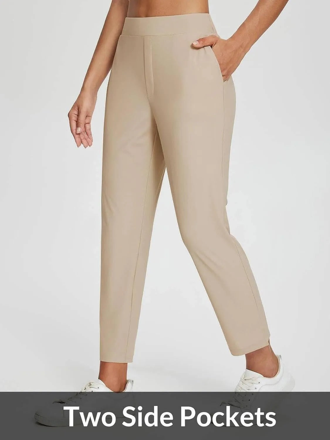 Women's Travel Pants Lightweight Anklle Dresss Pants With Zipper Pockets Summer UPF50