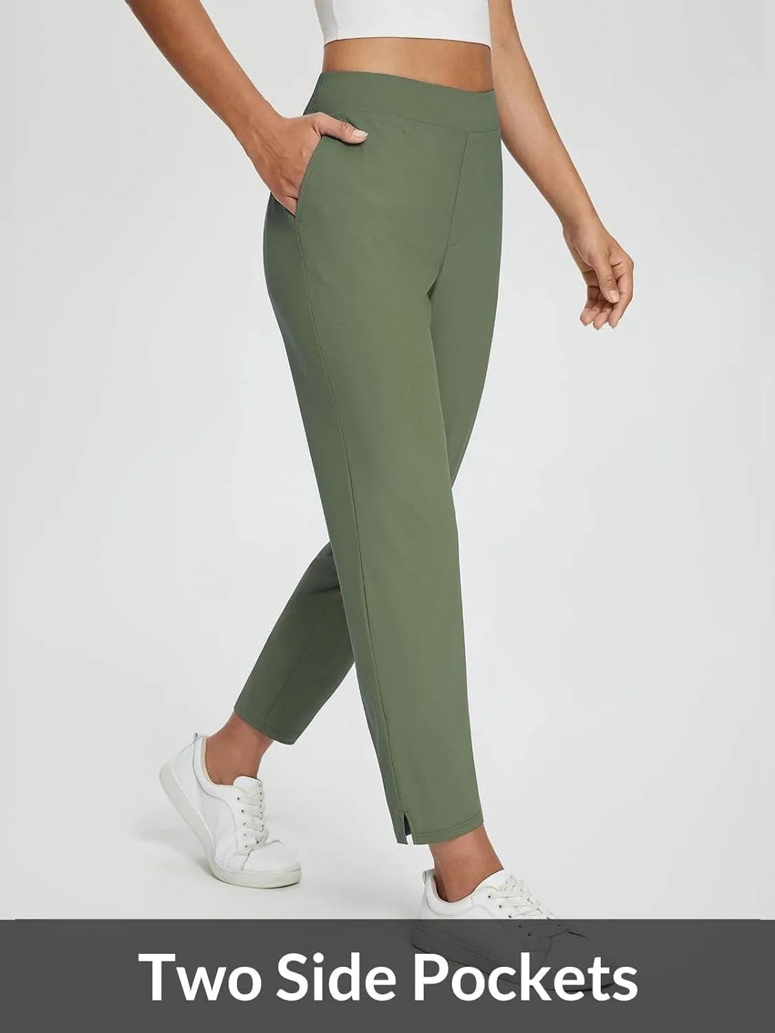 Women's Travel Pants Lightweight Anklle Dresss Pants With Zipper Pockets Summer UPF50