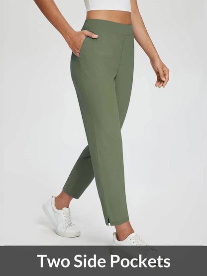 Women's Travel Pants Lightweight Anklle Dresss Pants With Zipper Pockets Summer UPF50