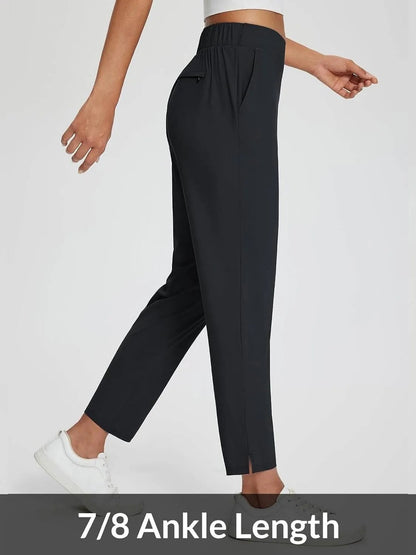 Women's Travel Pants Lightweight Anklle Dresss Pants With Zipper Pockets Summer UPF50