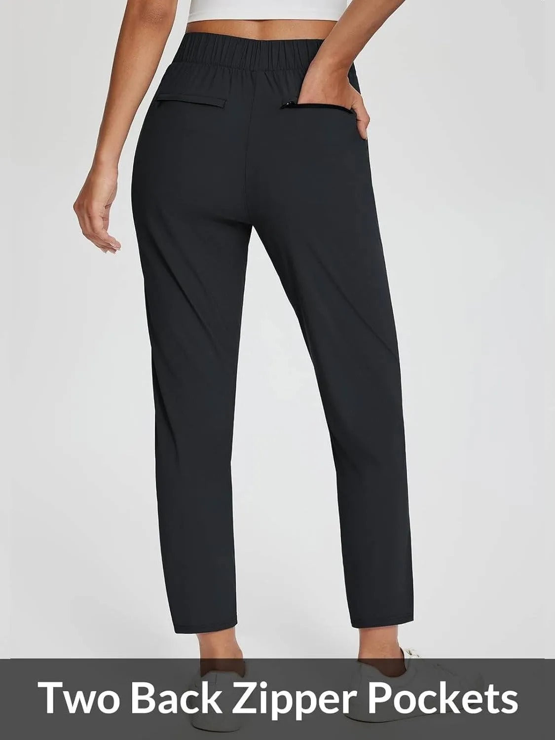 Women's Travel Pants Lightweight Anklle Dresss Pants With Zipper Pockets Summer UPF50