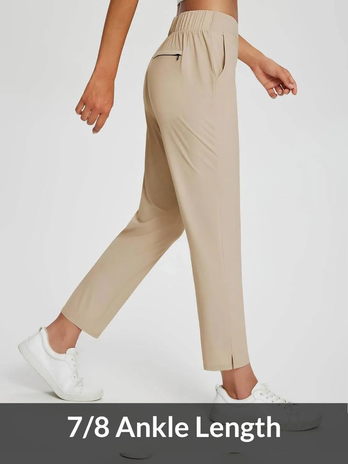 Women's Travel Pants Lightweight Anklle Dresss Pants With Zipper Pockets Summer UPF50
