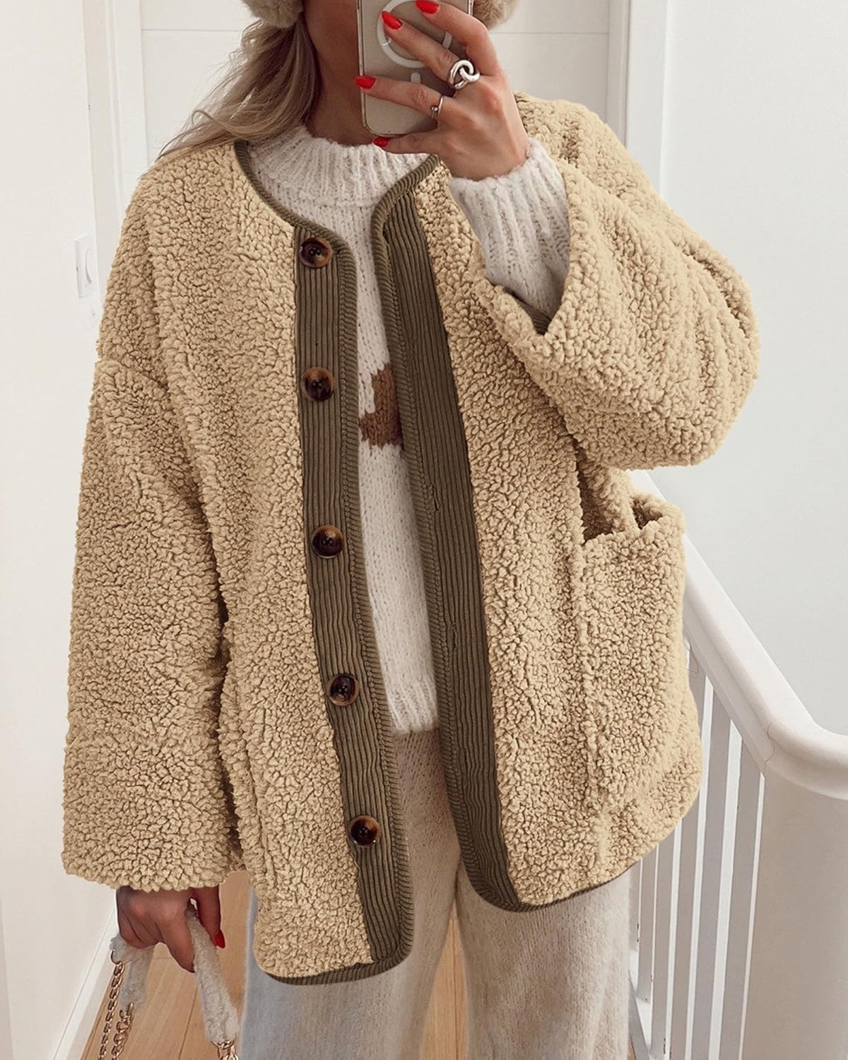 Women's Button Sherpa Jacket
