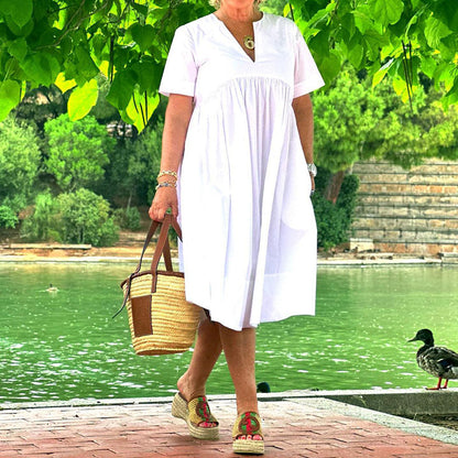 V-Neck Casual Shirt Dress
