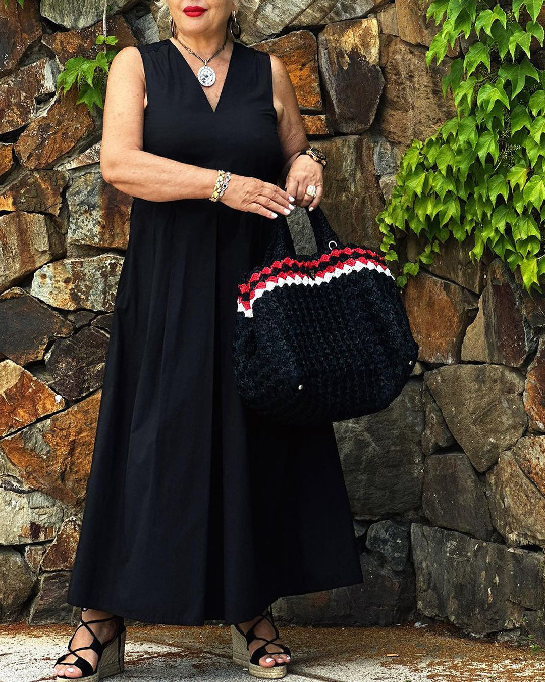 V-neck casual dress