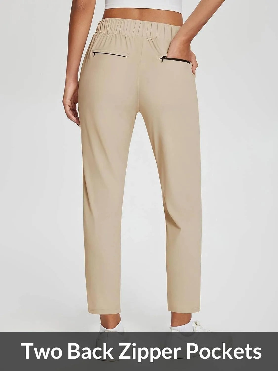 Women's Travel Pants Lightweight Anklle Dresss Pants With Zipper Pockets Summer UPF50
